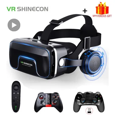 VR Shinecon 10.0 헬멧 3D 안경 스마트 폰용 가상 현실 Casque 스마트 폰 고글 헤드셋 Viar 비디오 게임 쌍안경